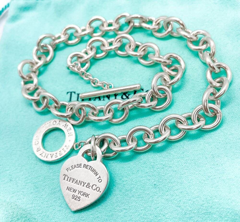Tiffany & Co Return to Tiffany Heart Pendant Toggle Necklace Silver 15.5"